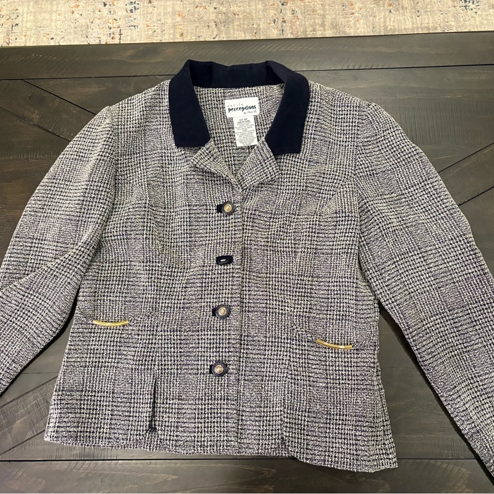 Perceptions Women's Black and Gray Blazer